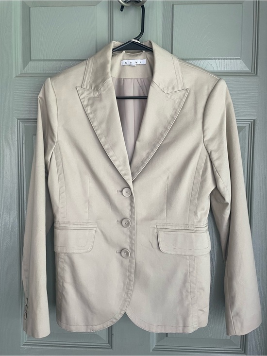 CAbi Jackets & Blazers - CAbi Women's Cream Beige Khaki Tailored Button Blazer Jacket